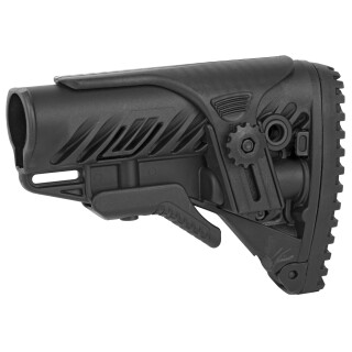 FAB Defense AR-15 Buttstock with Adjustable Cheek Rest Mil-Spec and Commercial Tubes Polymer Black