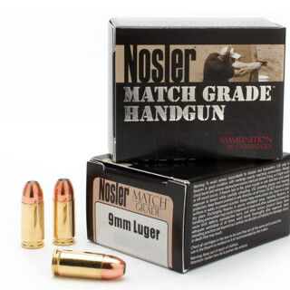 Nosler Match 9mm Luger Ammunition 20 Rounds Custom Competition JHP 147 Grain