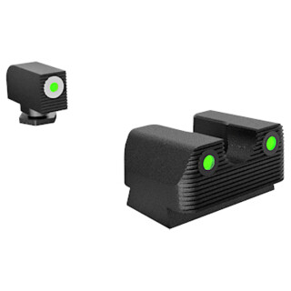 Rival Arms Tritium Handgun Night Sights for Glock 42/43 White Front Ring CNC Machined Stainless Steel Billet Matte Black Finish