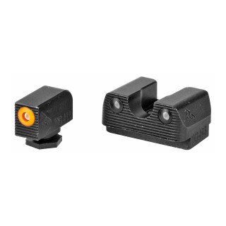 Rival Arms Tritium Handgun Night Sights for Glock 17/19/22/23/31/32 Orange Front Ring CNC Machined Stainless Steel Billet Matte Black Finish