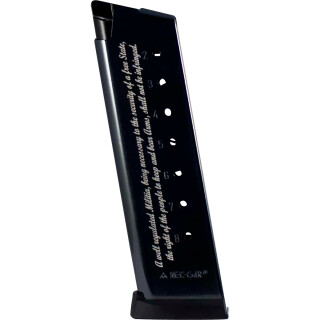 Mec-Gar 1911 Government .45 ACP 8 Round Magazine 2A Engraved Polymer Base Blued Finish