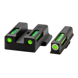 HiViz Litewave H3 Tritium/Litepipe fits S&W M&P Shield 380EZ Models Green Front Sight with White Front Ring/Green Rear Sight Steel Housing Matte Black