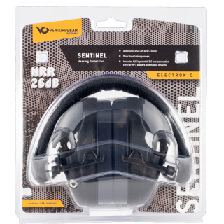 Pyramex VGPME20 Sentinel Electronic Earmuff 26dB Noise Reduction Rating 2 AAA Batteries Black Finish
