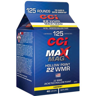 CCI Maxi-Mag .22 WMR Ammunition 125 Rounds JHP 40 Grain