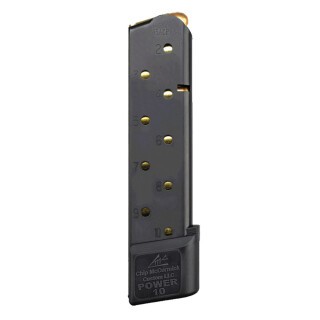 Chip McCormick Combat POWER MAG 1911 Full Size Magazine .45 ACP 10 Rounds Stainless Steel Black M-PM-45FS10-B