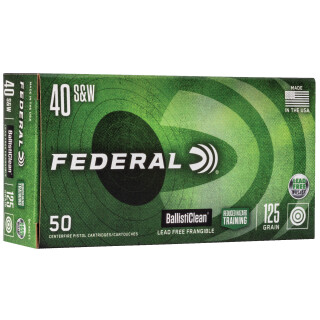 Federal Premium BallistiClean.40 S&W Ammunition 50 Round Box 115 Grain Lead Free Frangible RHT Projectile 1300 fps