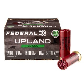 Federal Upland Steel 12 Gauge Shotshell 250 Rounds 2-3/4" #4 Steel Shot 1-1/8 Ounce
