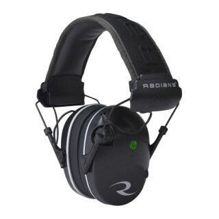 Radians R-Series R-3200 Dual Mic Electronic Earmuff -23dB Noise Reduction Rating 3.5mm Stereo Input Jack Dual Microphones LED Premium Headband Compact Folding Black/Gray Finish