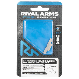 Rival Arms Extended Slide Lock for Glock Gen 3/Gen4 Models Stainless Steel