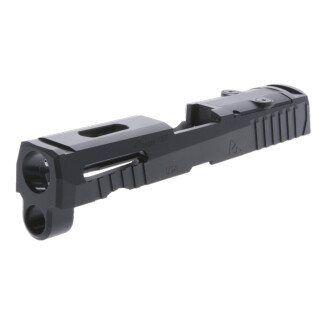 Rival Arms Optic Ready Slide for SIG Sauer P320 Carry Frames Docter Optic Cut CNC Machined 416 Stainless Steel Billet QPQ Black Finish