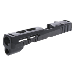 Rival Arms Optic Ready Slide for SIG Sauer P320 Full Size Frames Docter Optic Cut CNC Machined 416 Stainless Steel Billet QPQ Black Finish