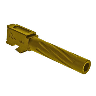 Rival Arms Barrel for Glock 19 Gen 3/Gen 4 9mm Luger Fluted 416R Stainless Steel PVD Gold Finish