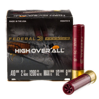 Federal High Over All .410 Bore Shotshell 25 Rounds 2-1/2" #8 Shot 1/2 Ounce