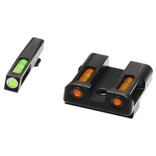 HIVIZ Litewave H3 Tritium/Litepipe fits Glock 9mm/.40S&W/.357SIG Models Green Front Sight with White Front Ring/Orange Rear Sight Steel Housing Matte Black