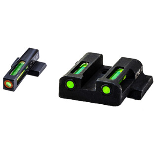 HiViz Litewave H3 Tritium/Litepipe fits M&P Shield Models Green Front Sight with Orange Front Ring/Green Rear Sight Steel Housing Matte Black