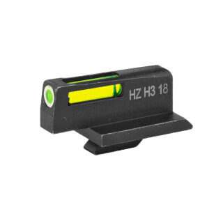 HiViz Litewave H3 Tritium/Litepipe fits Ruger GP100 Models Green Front Sight Only White Ring/Green Steel Housing Matte Black