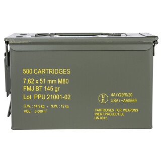 Prvi Partizan Rangemaster 7.62x51 NATO Ammunition 500 Round Ammo Can M80 FMJ 145 Grain