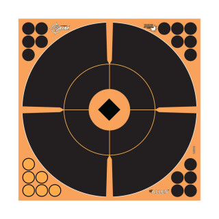 Allen EZ-Aim Adhesive Paper Splash Shooting Targets Crosshair Bullseye, 12" Square 12-Pack Black/Orange