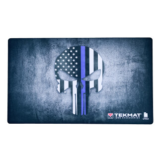 TekMat Weapons Platform Design Blue Line Door Mat 24" x 42" x 1/8" Black
