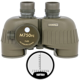 Steiner Optics M750rc Binoculars with Reticle/Compass 7X Magnification 50mm Objective Lens Green