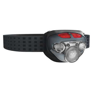 Energizer Vision HD LED Headlight 400 Lumens 3 AAA Batteries White and Red LED Bulbs Elastic Strap Polymer Gray