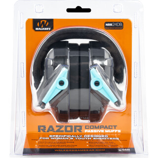 Walkers Razor Slim Passive Earmuffs Compact Hearing Protection Women/Youth Size Teal