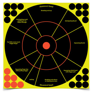 Birchwood Casey Shoot-N-C 12 Inch Handgun Trainer Self-adhesive Reactive Paper Target Indoor/Outdoor Repair Pasters 50 Pack