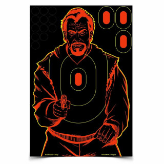 Birchwood Casey Shoot-N-C 12 X 18 Inch Bad Guy Target Self-adhesive Reactive Paper Target Indoor/Outdoor Repair Pasters 100 Pack