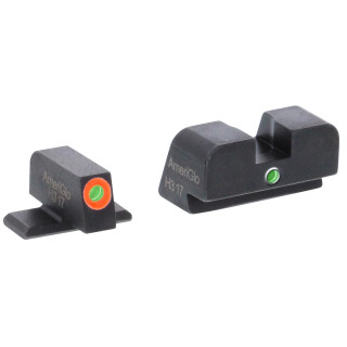 AmeriGlo i-Dot Tritium Night Sight Green with Orange Outline Front Green Rear Black for Sig P-Series with #8 Front & Rear