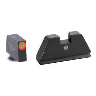 Ameriglo Tall Suppressor Sight Set for Glock Green Tritium Front Dot with Orange Outline and Single Green Tritium Rear Dot