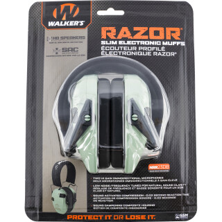 Walkers Razor Slim Electronic Earmuffs Hearing Protection Sage Green