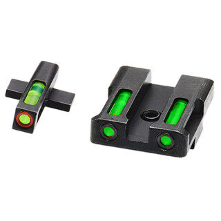HiViz Litewave H3 Tritium/Litepipe fits Springfield Armory XD/XDS/XDE/XDM Models Green Front Sight with Orange Front Ring/Green Rear Sight Steel Housing Matte Black