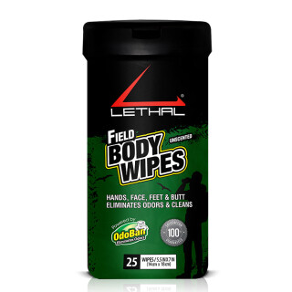 Lethal Field Body Wipes, Clean and Eliminate Odors, Pack of 25