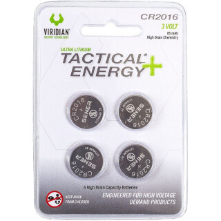 Viridian Tactical Energy CR2016 Lithium Batteries 4 Pack