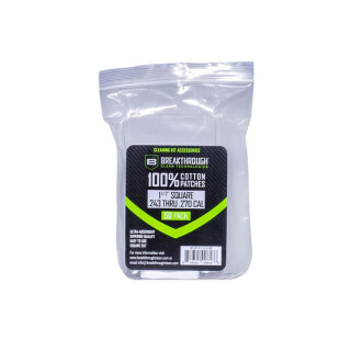 Breakthrough Clean Technologies Square Cotton Patches 1-3/4" .270 to .357 Caliber 50 Pieces
