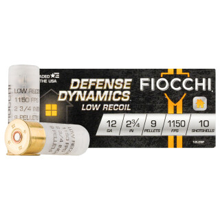 Fiocchi Defense Dynamics 12 Gauge Ammunition 10 Rounds 2-3/4" #1 Buckshot Low Recoil