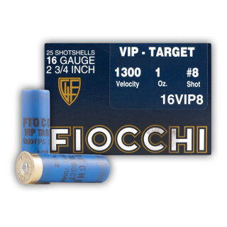 Fiocchi Exacta VIP 16 Gauge Ammunition 25 Rounds 2.75" #8 Lead 1 oz
