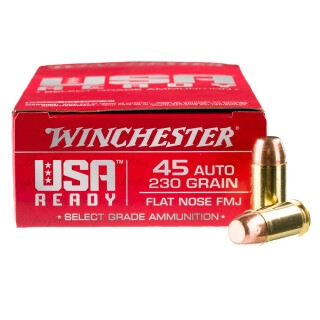 Winchester USA Ready .45 ACP Ammunition 50 Rounds FMJ-FN 230 Grain