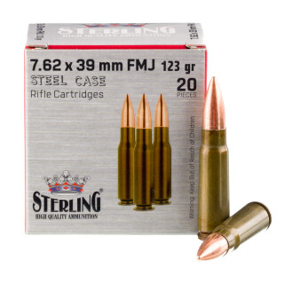 Sterling 7.62x39 Ammunition 1000 Rounds FMJ 123 Grain Steel Cased