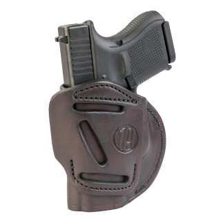1791 Gunleather 4 Way WH-3 Multi-Fit IWB/OWB Concealment Holster for 9mm Luger/.40 S&W Sub Compact Semi Auto Models Right Hand Draw Leather Signature Brown