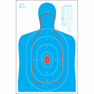 Action Target B-27E and FBI Q Combination Target 23" x 35" Paper Blue with Red 100 Pack