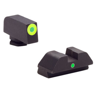 Ameriglo Tritium I-Dot Sight Set for Glock 42/43 Green Tritium Front With LumiGreen Outline Green Tritium Rear With Square Notch Steel Matte Black GL-305