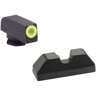 AmeriGlo UC Sights for Glock 17/19/22/23/24/26/27/33/34/35/37/38/39 Green Tritium Green Outline Front U-Notch Black Serrated Rear Steel GL-354