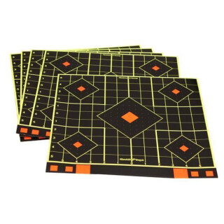 Birchwood Casey Shoot N C 12" Rifle Sight-In Self-Adhesive Target Reactive Paper Target Indoor/Outdoor Black Neon 12 Pack 34214