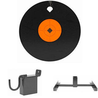 Birchwood Casey 8" Steel Target Range Pack AR 500 8" Single Hole Steel Gong with 2 in 1 Hanger and Base Matte Black