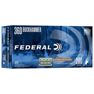 Federal Power-Shok .360 Buckhammer Ammunition 20 Rounds JSP 200 Grain