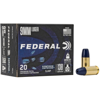 Federal Syntech Defense 9mm Luger Ammunition 20 Rounds 138 Grain Syntech Segmented Hollow Point 1050fps