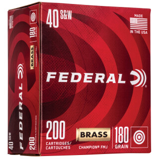 Federal Champion .40 S&W Ammunition 200 Round Box 180 Grain FMJ 1000fps