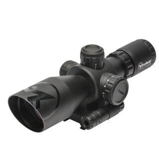 Firefield Barrage 2.5-10x40 Rifle Scope Illuminated Mil-Dot Reticle 1/2 MOA Second Focal Plane CR2032 Battery With Red Laser Integral Weaver-Style Mount Matte Black Finish