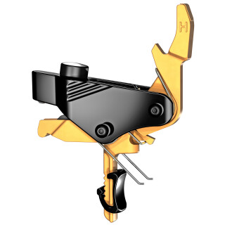 HIPERFIRE PDI GS AR15/AR10/PCC Drop-In 2 lb Pull Flat Trigger with HIPERSHOE Gold/Black